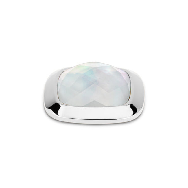 Kosmic Mother of Pearl Facet Square Steen - Zilverkleurig