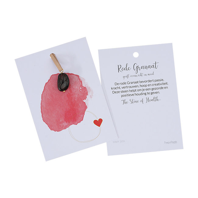 Kaart met geluks edelsteen Rode Granaat