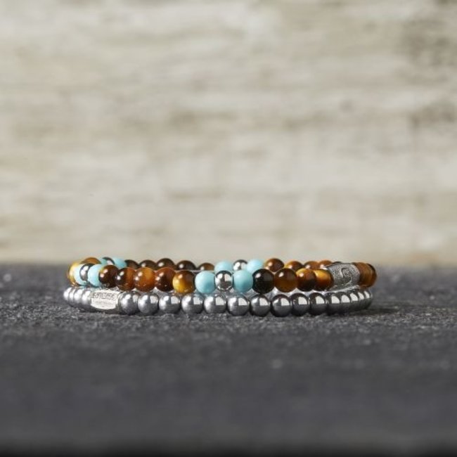 Armband Mix Tiger Turquoise - 4mm