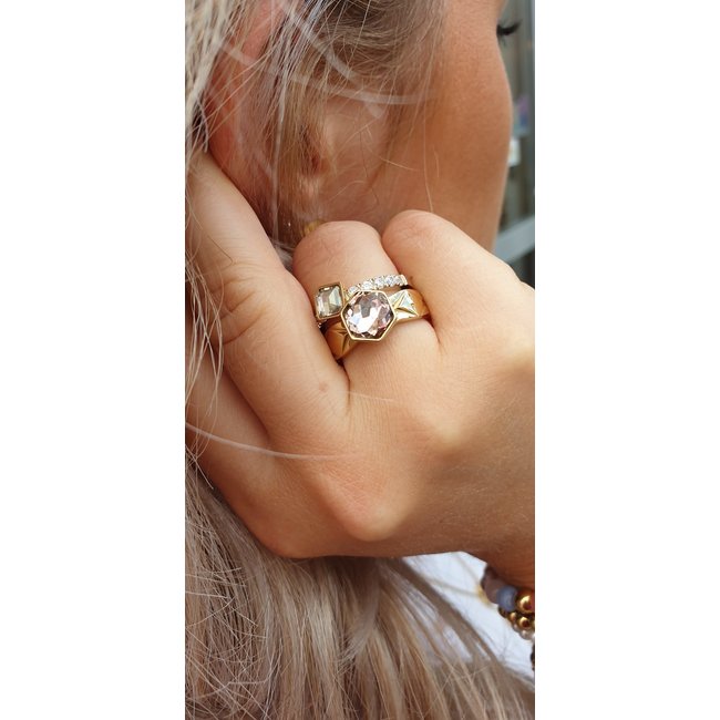 Twisted Crystal Ring - Goudkleurig