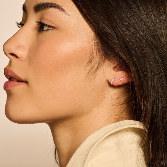 Oorknoppen 7196WZI - 14k Witgoud met zirkonia