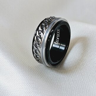 IXXXI Jewelry Samengestelde Ring Nr 103 - Maat 17.5   - Zwart