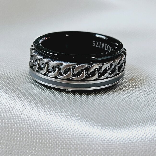 Samengestelde Ring Nr 103 - Maat 17.5   - Zwart