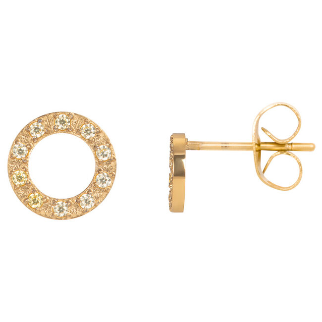 Ear studs Circle stone 10mm Goudkleurig