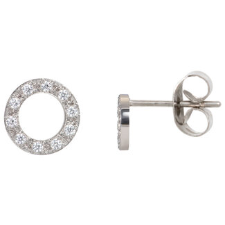 iXXXi jewellery Last Items SALE! Ear studs Circle stone 10mm Zilverkleurig