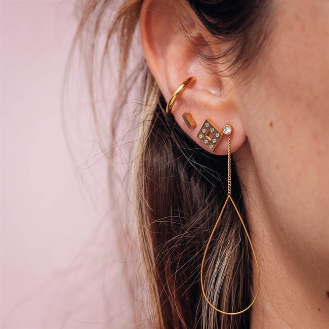 Earstud Design Square - Goudkleurig