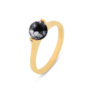 Melano Jewelry Friends Iggy Ring Snowflake Obsidian - Goudkleurig