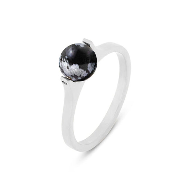 Friends Iggy Ring Snowflake Obsidian - Zilverkleurig