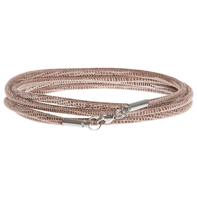 Leren Dunne Ketting Beige Rocks