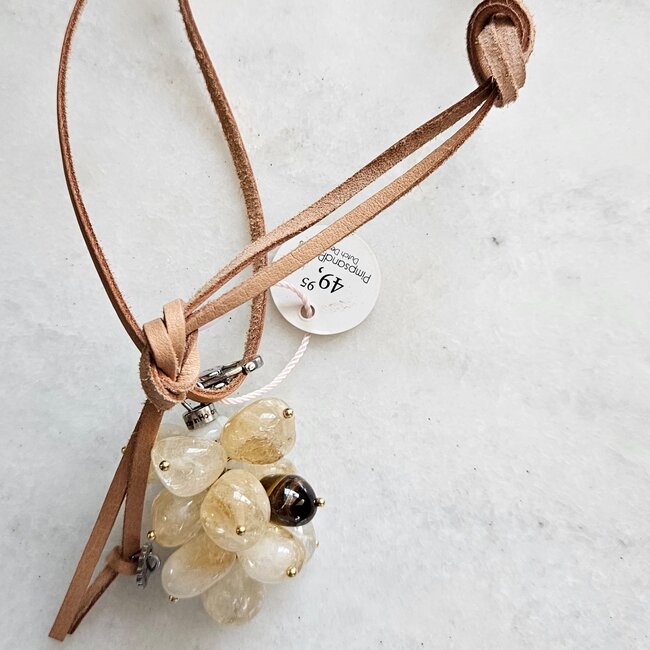 Ketting Edelsteen bedel Citrien geel zilver Join Us