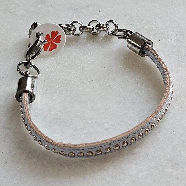 Leren Armband met Studs Licht Blauw Trendy