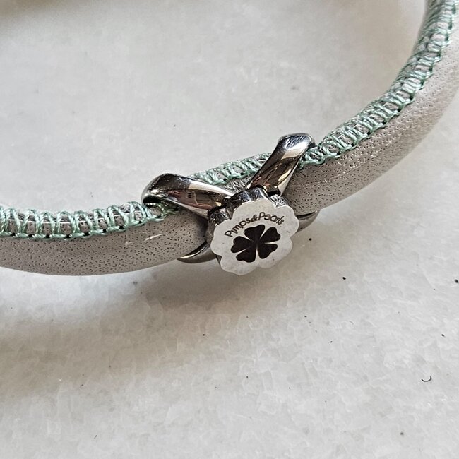 Leren  Armband Moesss Uno Style licht blauw groen