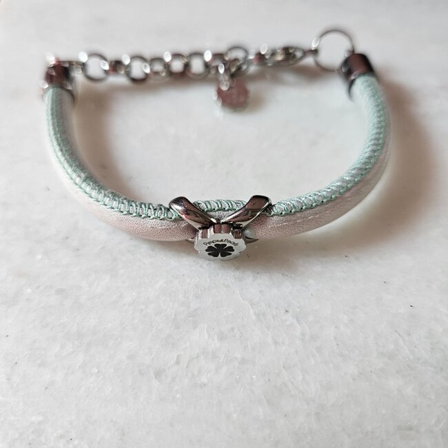 Leren  Armband Moesss Uno Style licht blauw groen