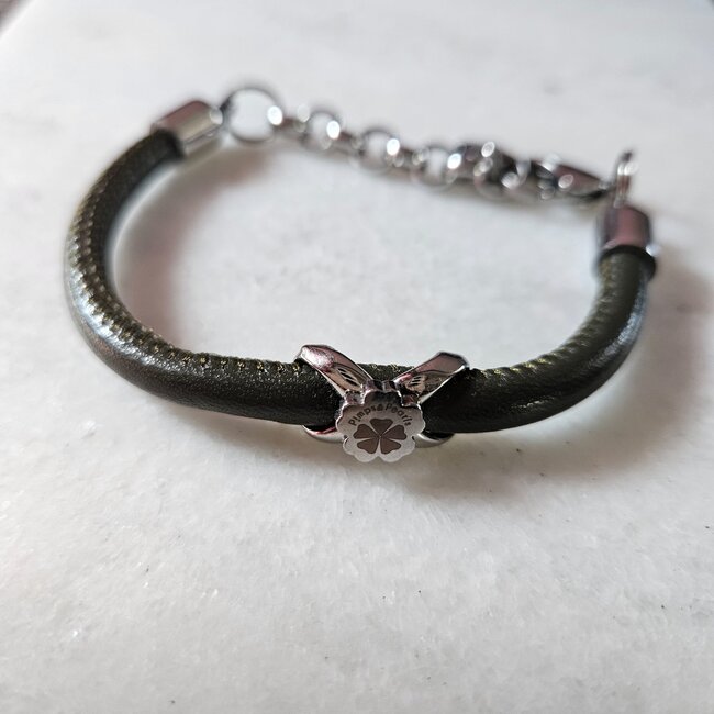 Leren  Armband Moesss Uno Style Olijf groen