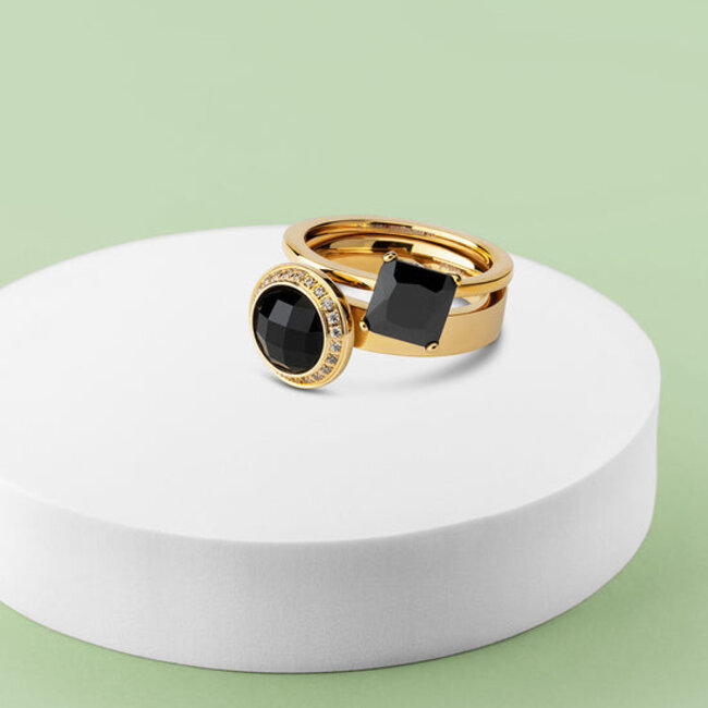 Twisted Black Glitter Ringen Set