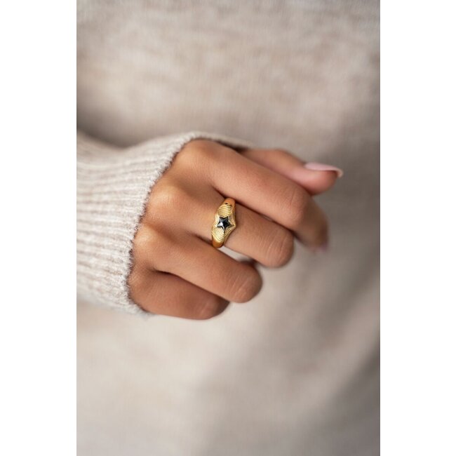 MOOD ring met zwarte ster
