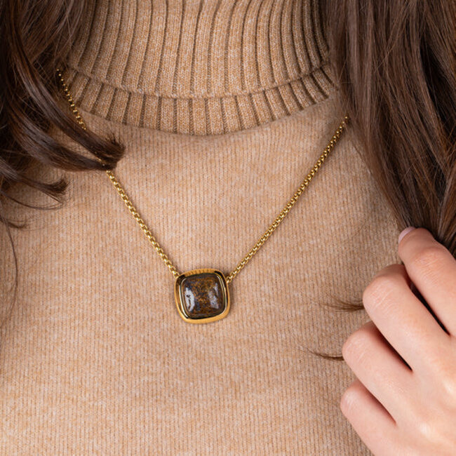 Kosmic Gem Square Steen Bronzite - Goudkleurig