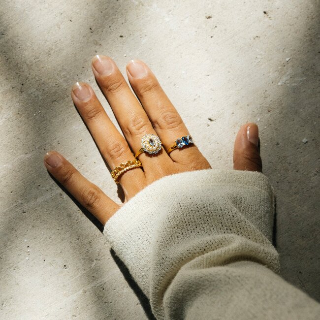 Ring met kleurstenen en parel - 124129Y