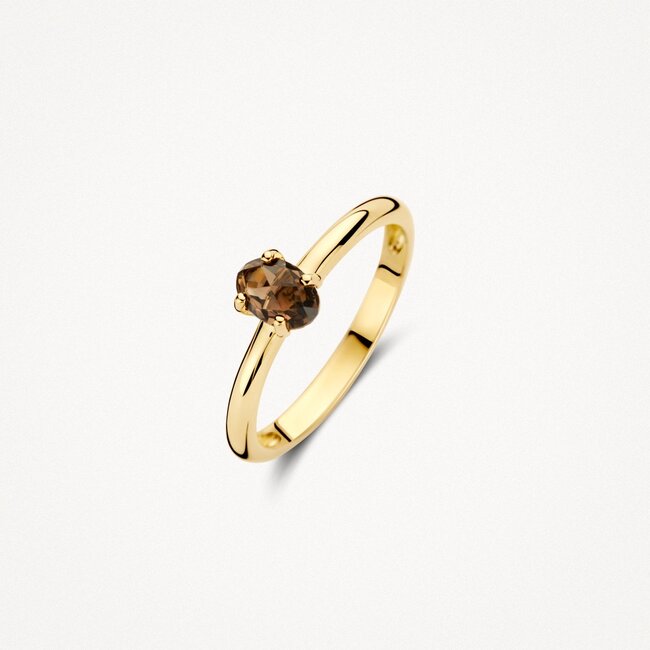 Ring 1242YSQ - 14k Geelgoud met Smokey quartz