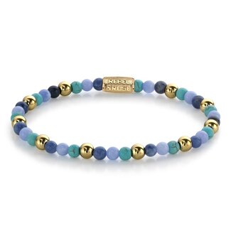 Rebel & Rose Armband Winter Blues - 4mm - 18 ct yellow gold plated