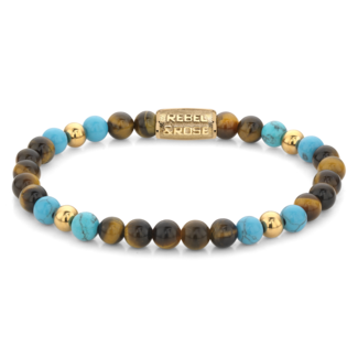 Rebel en Rose Mix Tiger Turquoise - 6mm - Gold plated