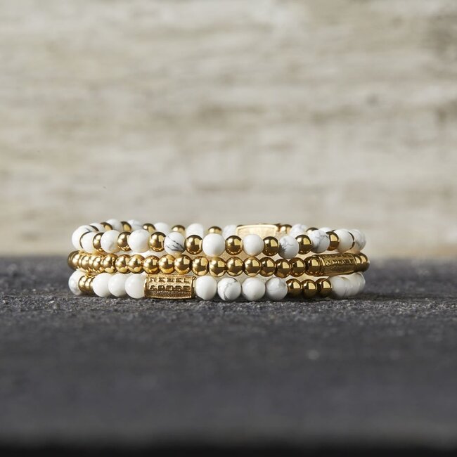 Armband Gold plated & Virgin White - 4mm