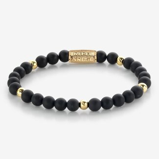 Rebel & Rose Armband Matt Black Madonna - 6mm - 18 ct yellow gold plated