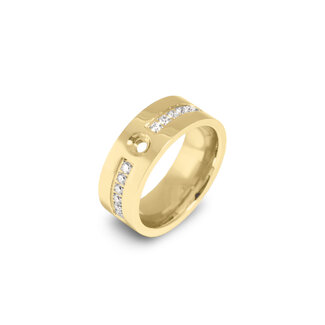 Melano Jewelry Twisted Flat Basic CZ Ring - Goudkleurig