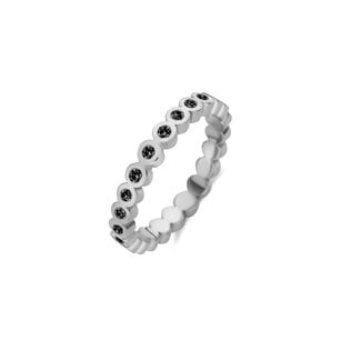 Melano Jewelry Friends Wave CZ Ring Black  - Zilverkleurig