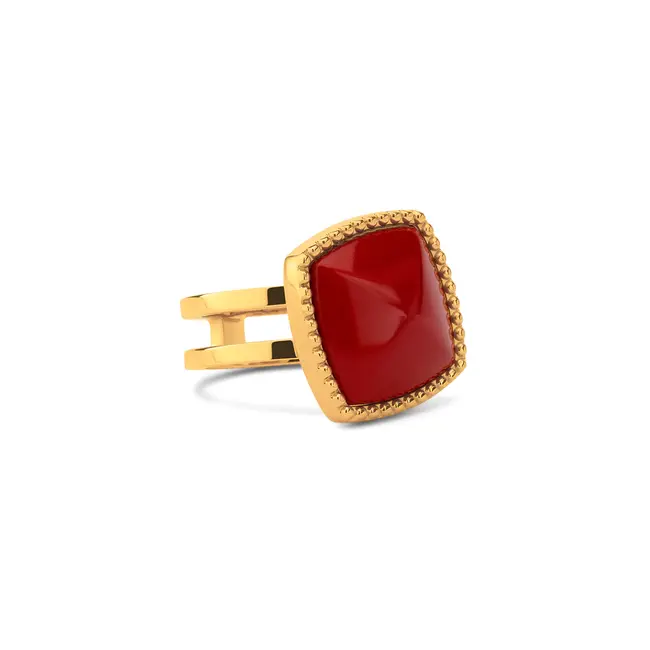 Kosmic Bali Square Gem Steen - Coral Red