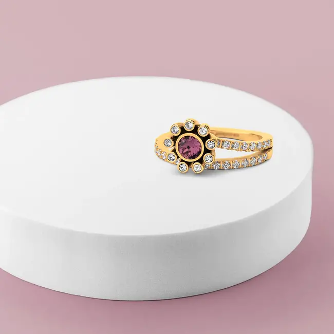 Twisted Sunny Flower Ring Set - Goudkleurig