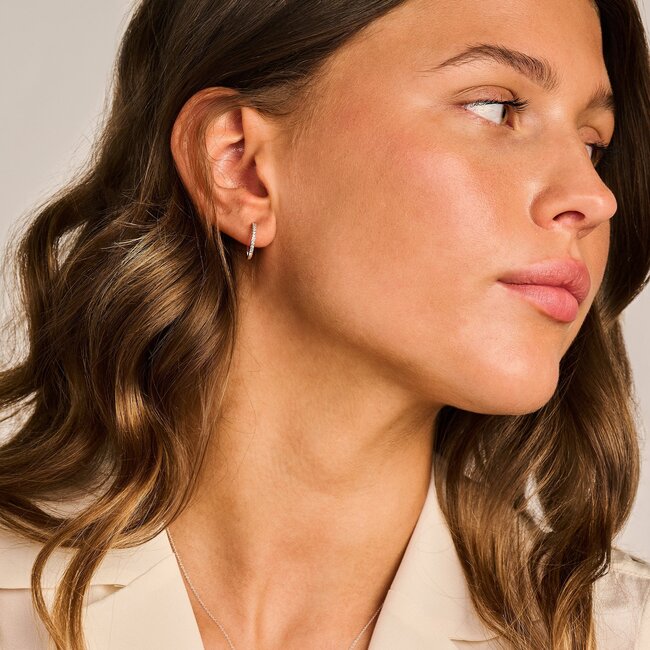 Oorringen 7309WZI - 14k Witgoud met zirkonia