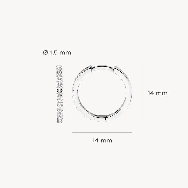 Oorringen 7309WZI - 14k Witgoud met zirkonia