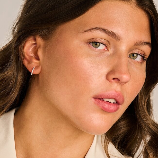 Oorringen 7307WZI - 14k Witgoud met zirkonia