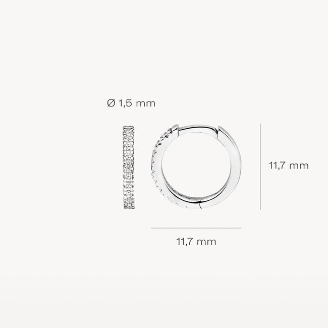 Oorringen 7307WZI - 14k Witgoud met zirkonia