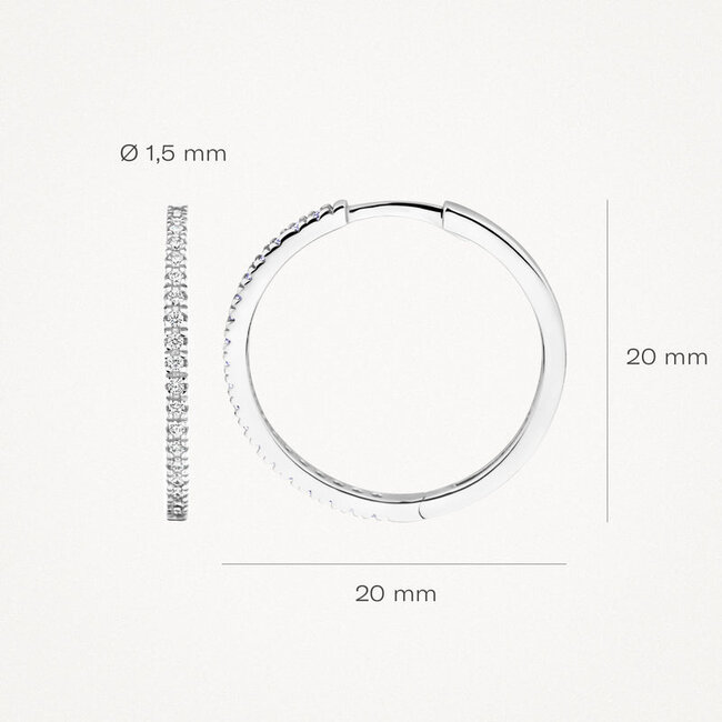 Oorringen 7306WZI - 14k Witgoud met zirkonia