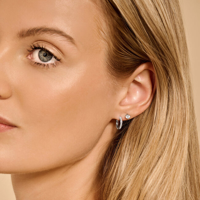 Oorringen 7129WZI - 14k Wit goud met zirkonia