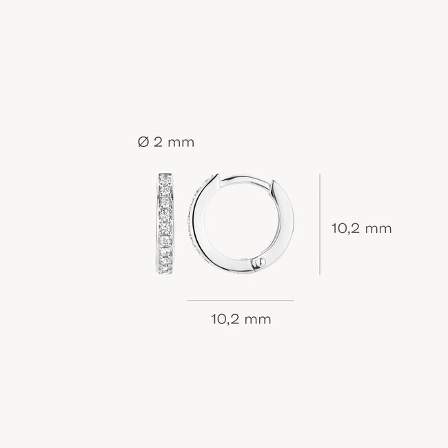 Oorringen 7129WZI - 14k Wit goud met zirkonia