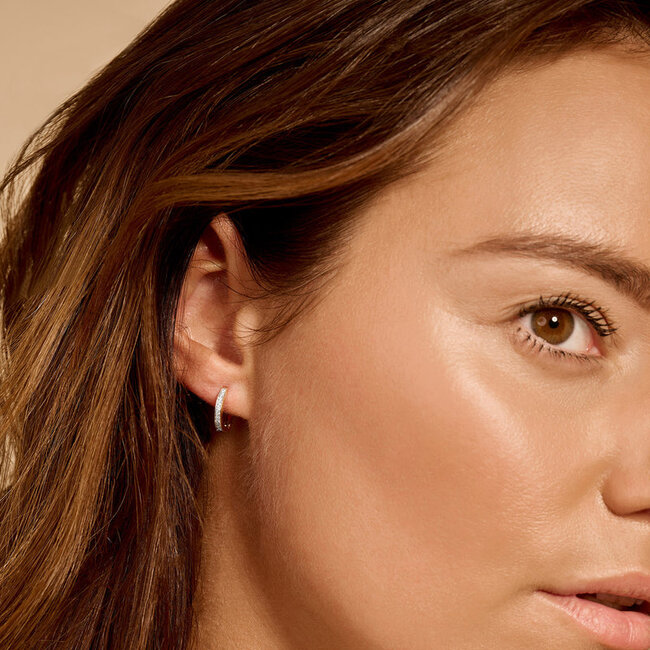 Oorringen 7129BZI - 14k Geel en Wit goud met zirkonia