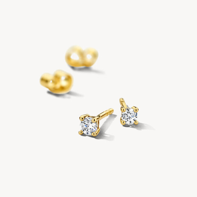 Oorknoppen 7127YZI - Geel Goud (14Krt.) met Zirconia