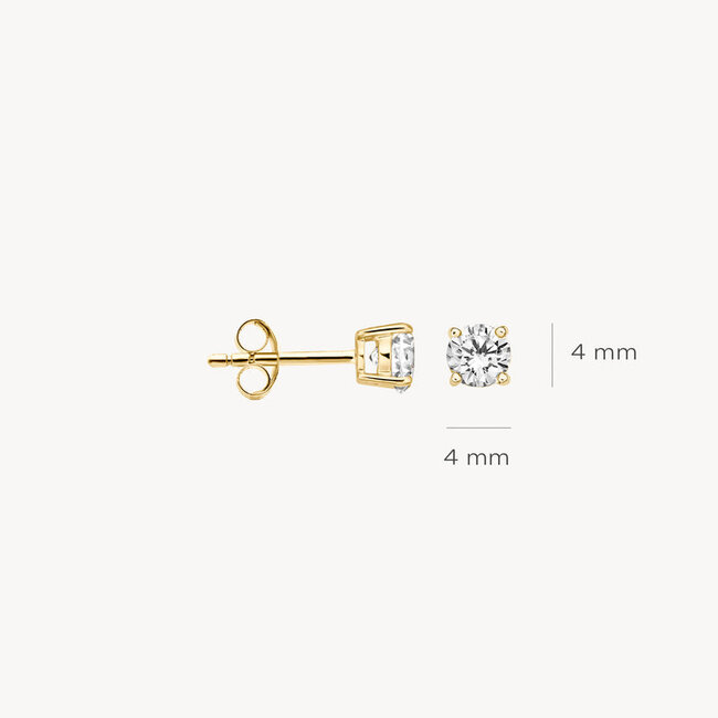 Oorknoppen 7127YZI - Geel Goud (14Krt.) met Zirconia