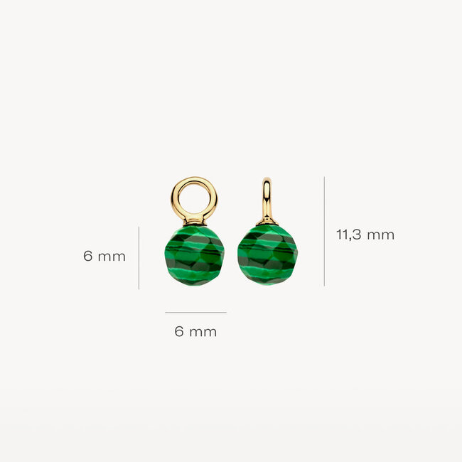 Oorbedels 9046YMA - 14k Geelgoud met Malachiet
