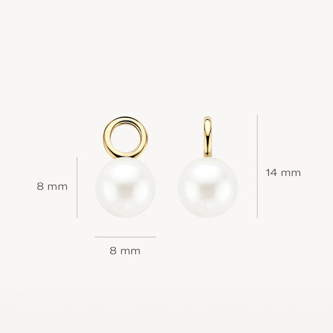 Oorbedels 9023YPW - Geel Goud (14Krt.) met Swarovski Parel