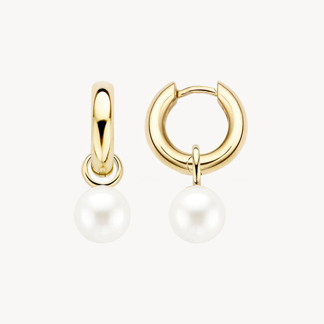 Oorbedels 9023YPW - Geel Goud (14Krt.) met Swarovski Parel