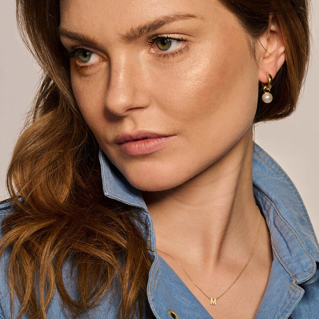 Oorbedels 9023YPW - Geel Goud (14Krt.) met Swarovski Parel