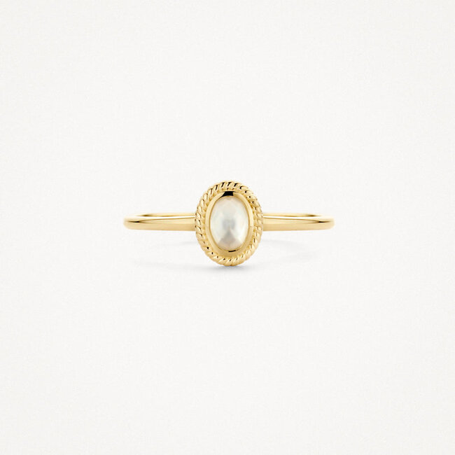 Ring 1239YMQ - 14k Geel goud met mother of pearl en pure quartz