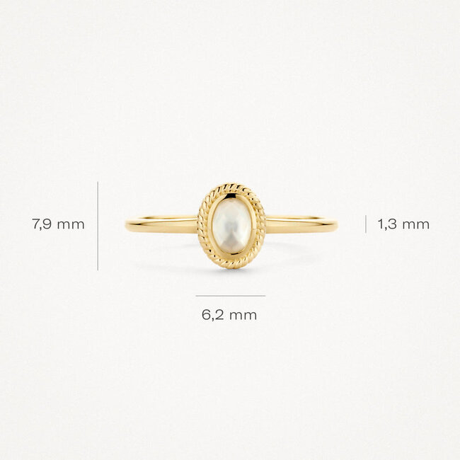 Ring 1239YMQ - 14k Geel goud met mother of pearl en pure quartz