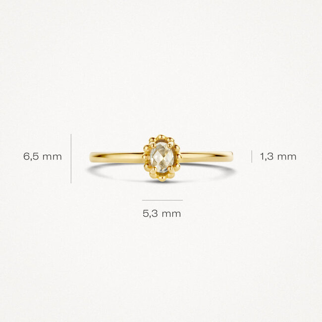 Ring 1227YWT - 14k Geelgoud met witte topas