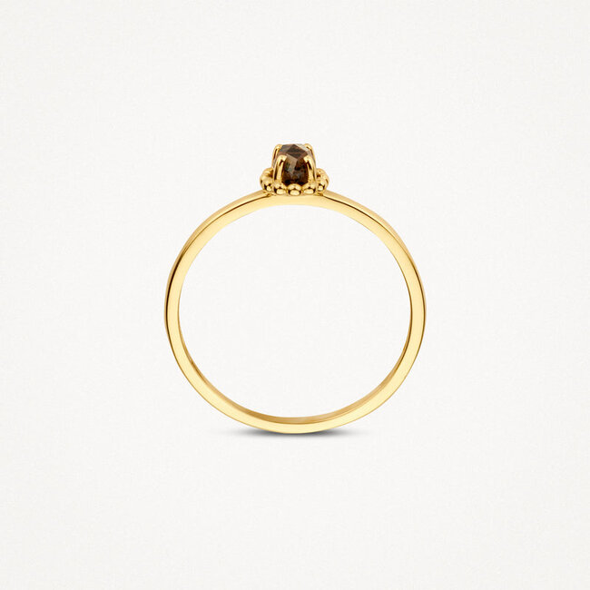 Ring 1227YSQ - 14k Geelgoud met Smokey quartz
