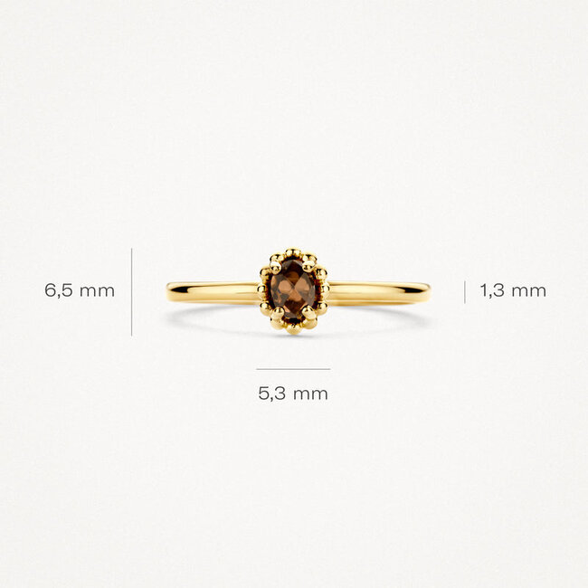 Ring 1227YSQ - 14k Geelgoud met Smokey quartz